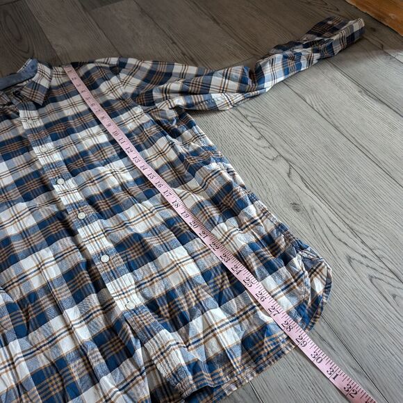 L.L. Bean Signature Mens Brown Navy Plaid Button Up Shirt Size Large - Picture 7 of 7